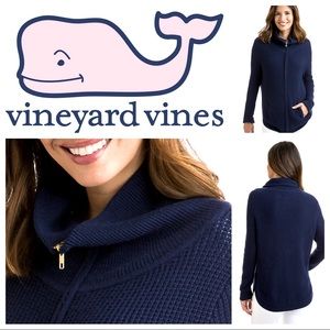 Vineyard Vines Navy Waffle - 2 Pocket - Full Zip Sweater - small